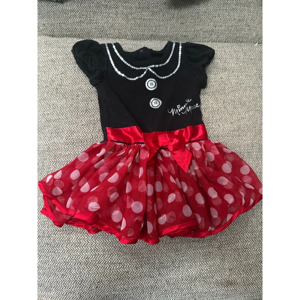 Disney Baby Minnie Mouse Polka Dot Tutu Dress Black Red Silver 9M 617156CNC